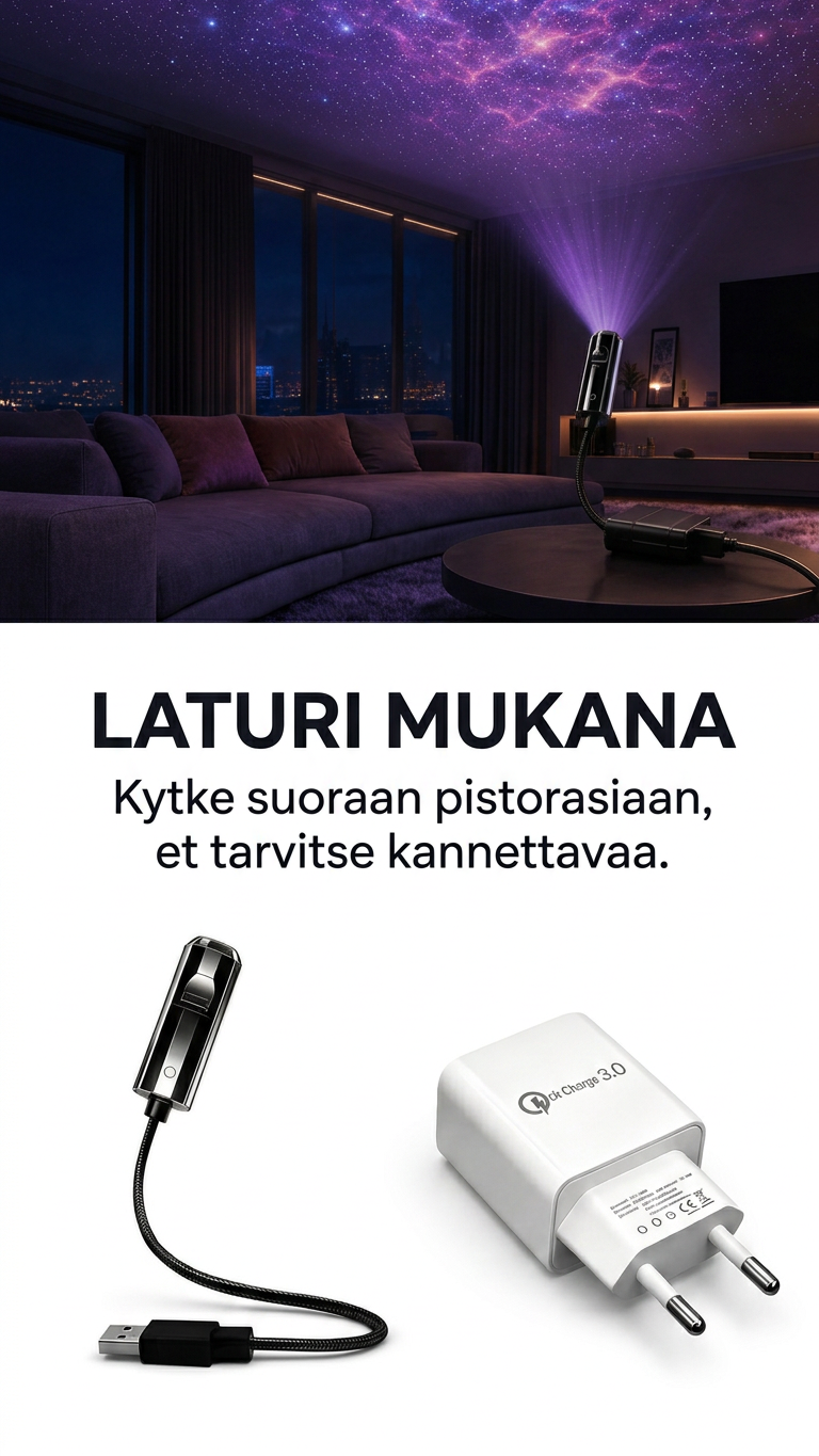 Värikäs 10-in-1 tähtiprojektori